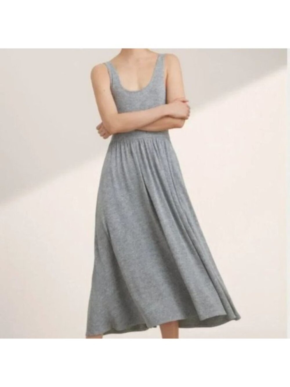 Aritzia Wilfred Free Heather Gray Tank Fit and Flare Midi Lounge Dress Medium